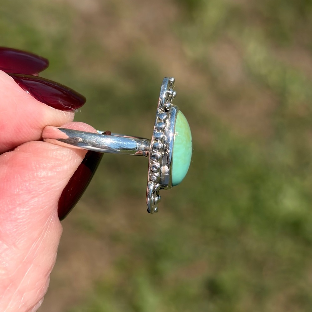 925 Sterling Silver Kingman Turquoise Ring - Picture 3 of 14